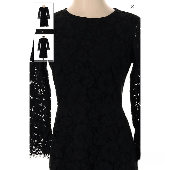 Ann Taylor Black Velvet Damask Dress - Size 0 - Picture 6 of 12